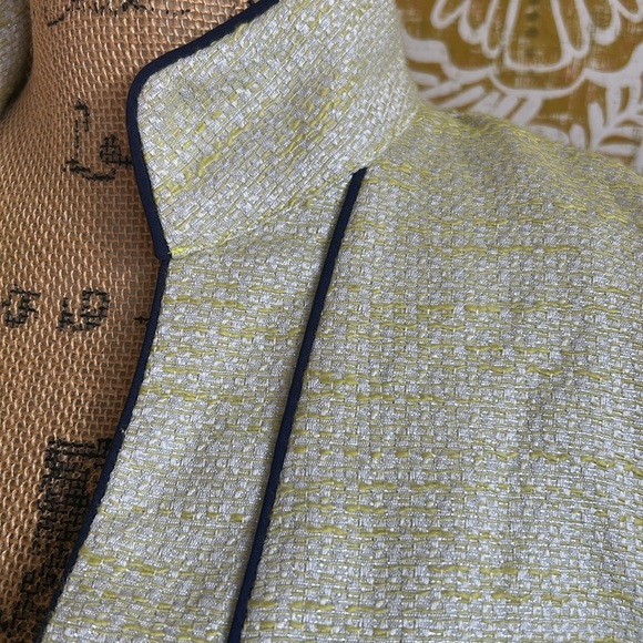 Sail To Sable Tweed Sleeveless V-Neck Sheath Mini Dress Lime Green/Silver Szie M - Picture 4 of 9